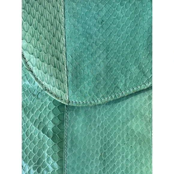 Vintage Jasmin Teal Snakeskin Shoulder Bag Purse Made in Hong Kong 12"x7" - Picture 2 of 7